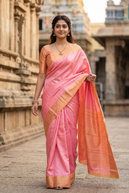 Pink Monotone Kanjivaram Silk Saree 10077913