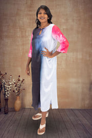  Multi Colour Printed Vegan Charmeuse Silk Dress10073756