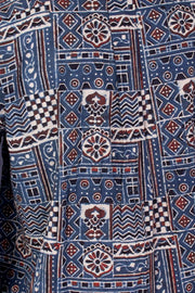 Blue Full Sleeve Ajrakh Printed Cotton Mens Shirt 10071164