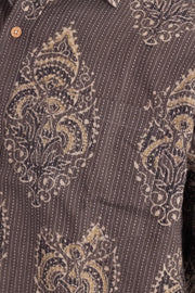 Brown Half Sleeve Ajrakh Printed Cotton Mens Shirt 10072910