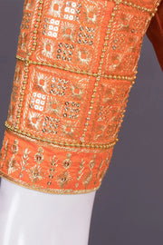 Orange Aari Embroidered Silk Blouse 10068946