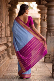 Ice Blue Mysore Semi Crepe Silk Saree 10077212