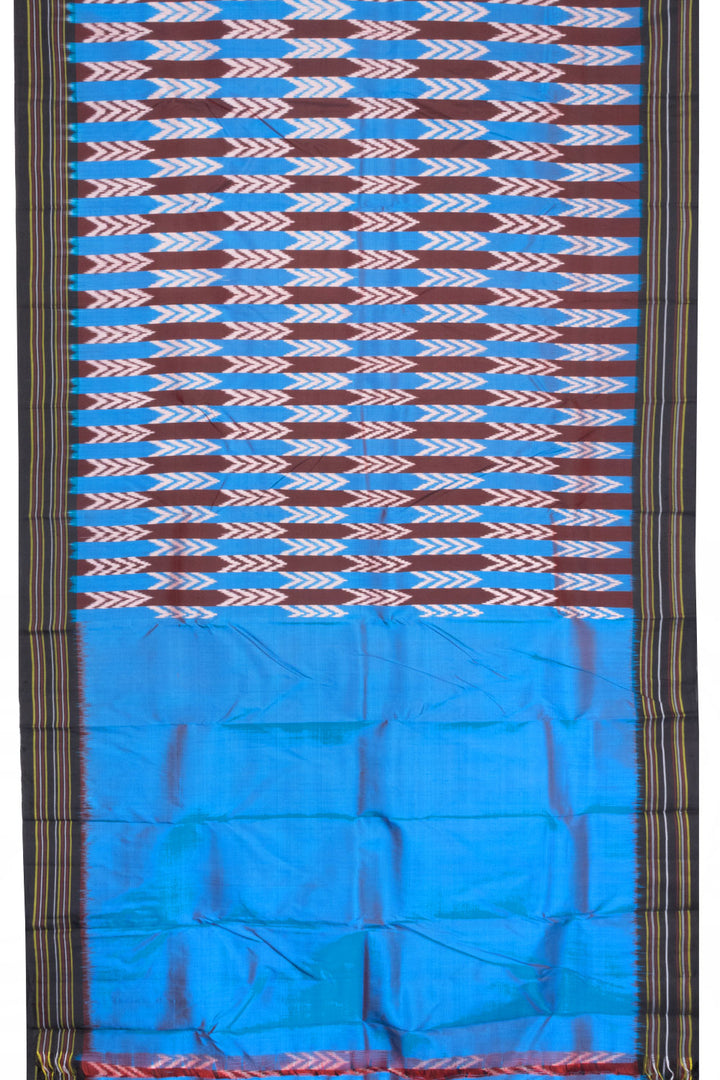 Bright Blue Handloom Pochampally Ikat Silk Saree 10064127