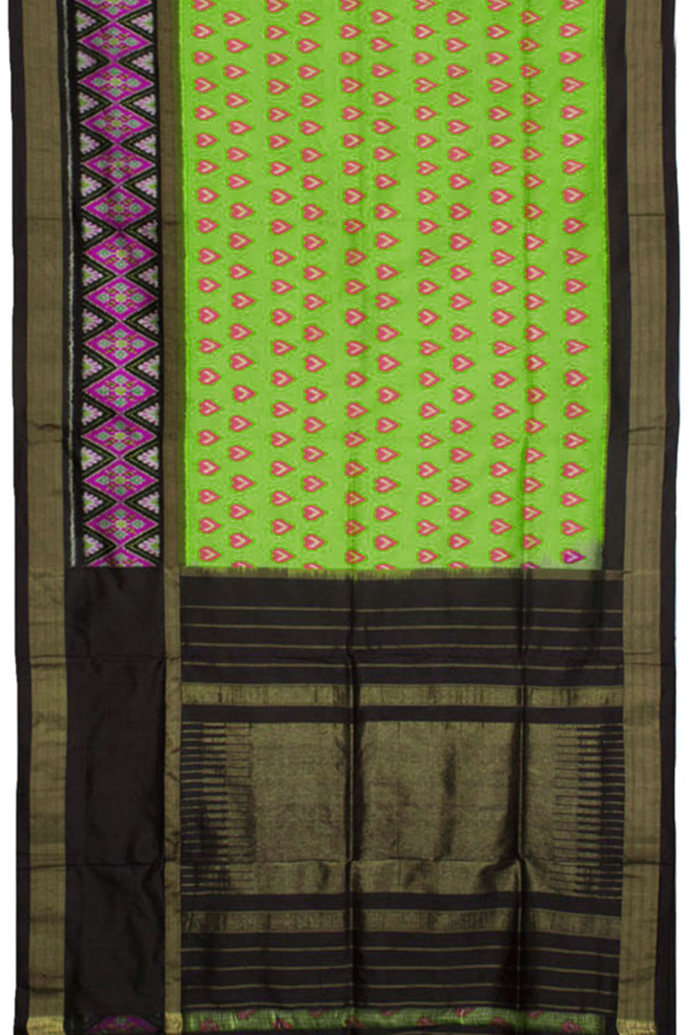 Parrot Green Handloom Pochampally Ikat Silk Saree 10064132