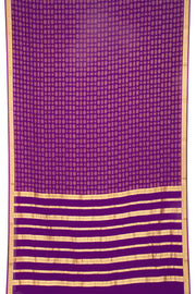 Mulberry Violet Mysore Crepe Silk Saree With Checks Design And Zari Border 10076655