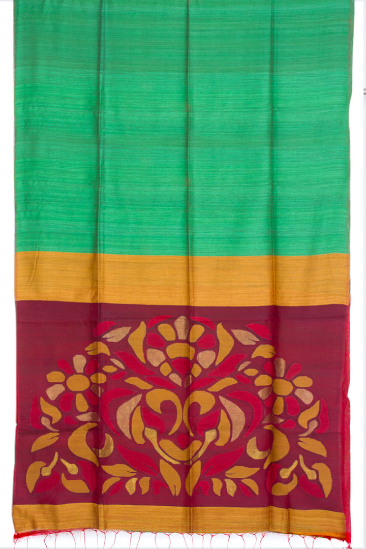 Green Handloom Matka Silk Saree with Jamdani Pallu 10061872