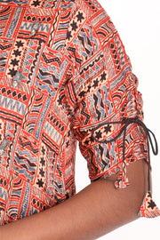 Rustic Red Ajrakh Printed Modal Silk Kurta