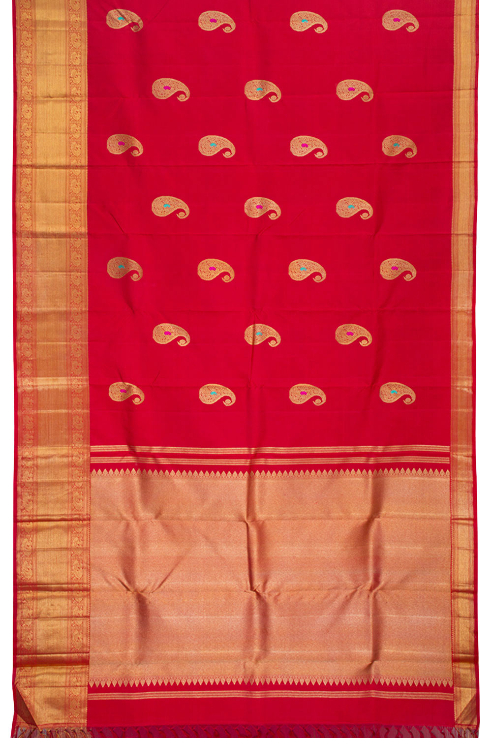 Chilli Red Pure Zari Kanjivaram Silk Saree 10062476