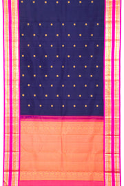 Navy Blue Pure Zari Korvai Kanjivaram Silk Saree 10062493