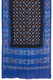 Black Handcrafted Bandhani Mulmul Cotton Saree 10062525