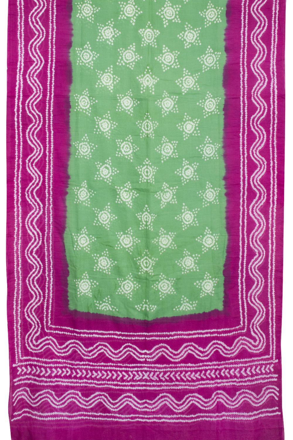 Soft Green Handcrafted Bandhani Mulmul Cotton Saree 10062534