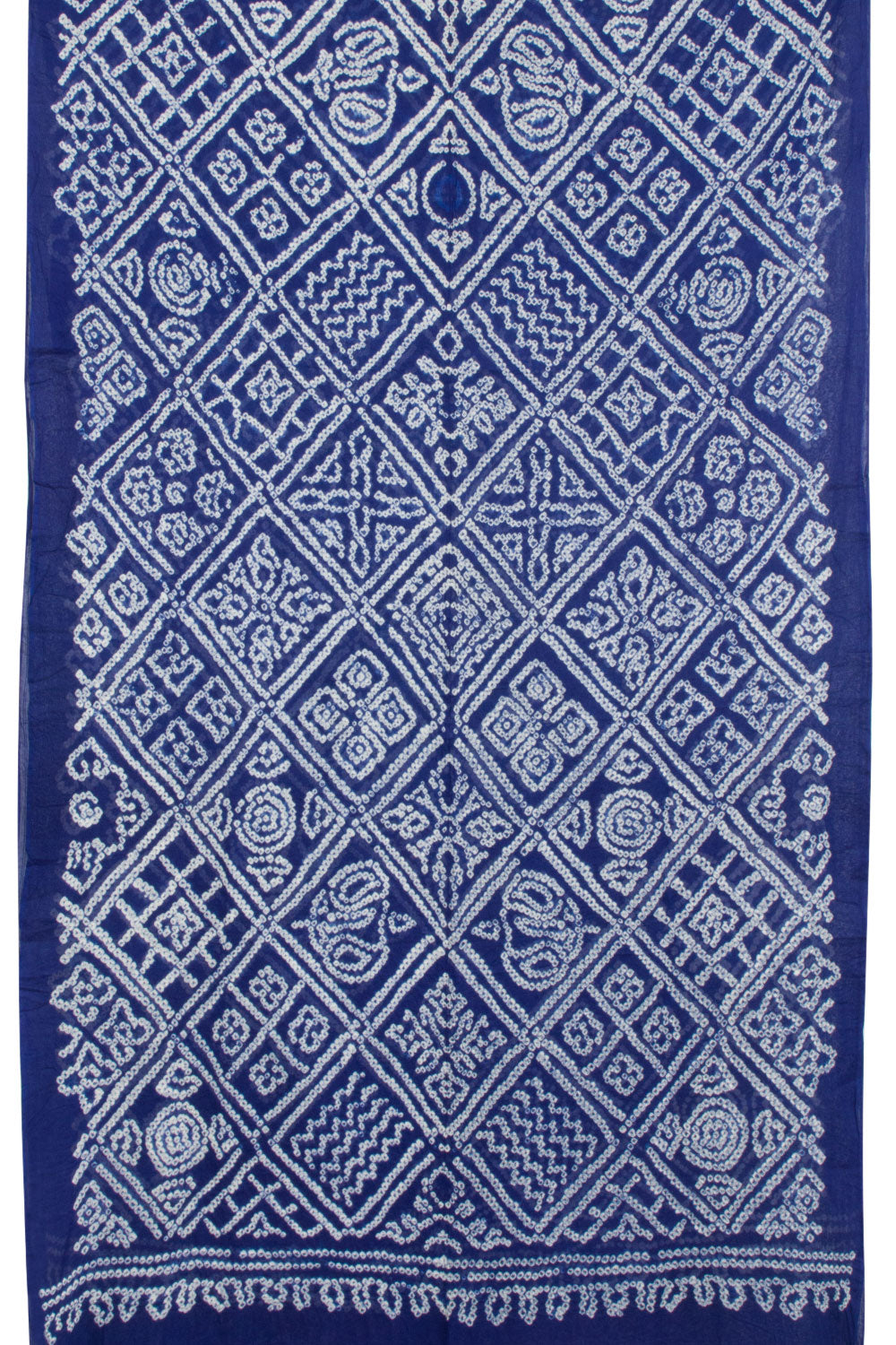 Deep Sapphire Blue Handcrafted Bandhani Mulmul Cotton Saree 10062541
