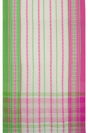 White Handloom Dhaniakhali Cotton Saree 10062594