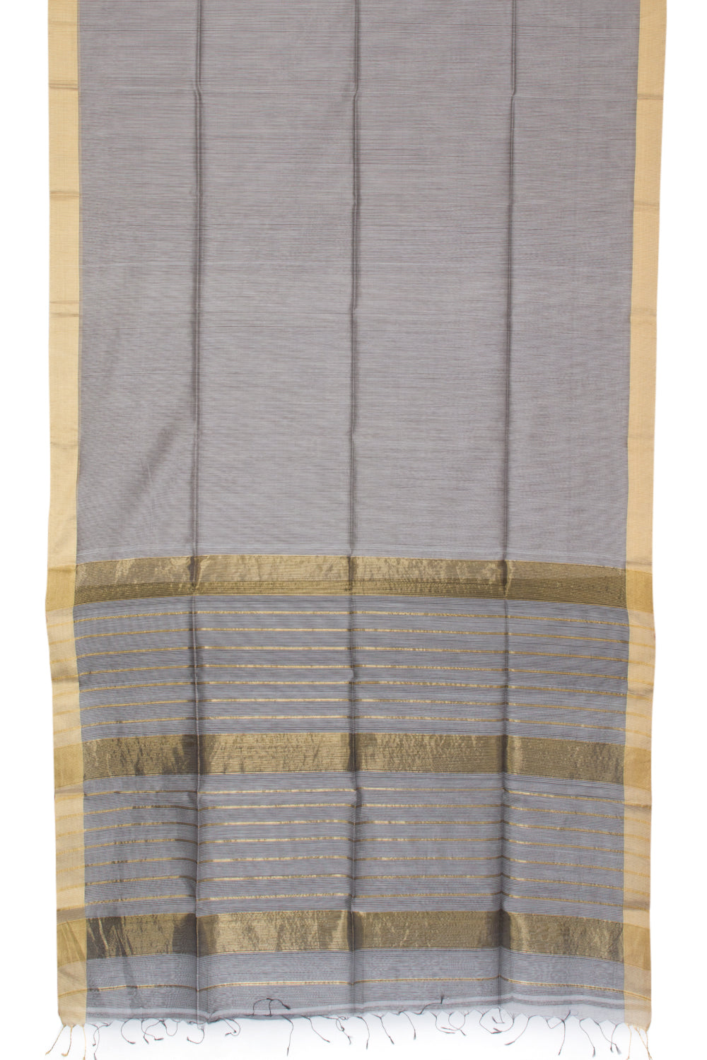 Silver Grey Handloom Maheswari Silk Cotton Saree 10062609
