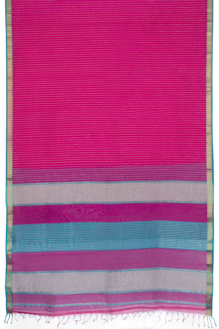 Dark Fuschia Pink Handwoven Maheshwari Silk Cotton Saree 10062611