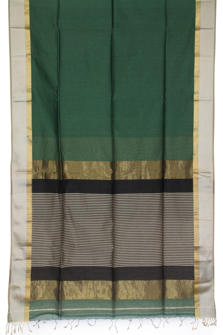 Myrtle Green Handloom Maheswari Silk Cotton Saree 10062616