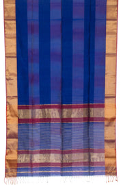 Blue Handwoven Maheshwari Silk Cotton Saree 10062621