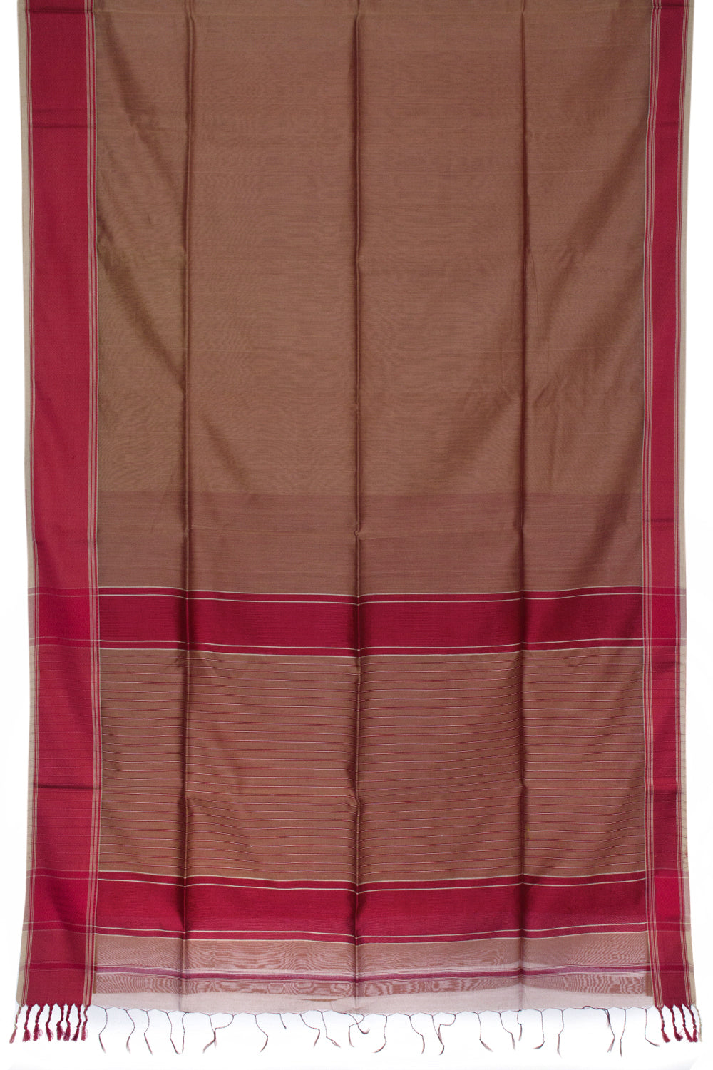 Beaver Brown Handloom Maheswari Silk Cotton Saree 10062622
