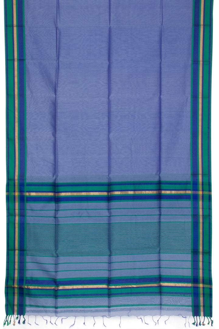 Stone Blue Handloom Maheswari Silk Cotton Saree 10062623
