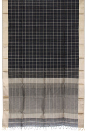 Black Handloom Maheswari Silk Cotton Saree 10062631