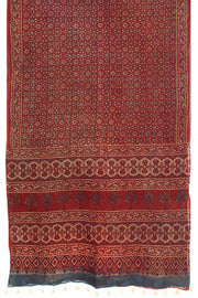 Red Ajrakh Printed Cotton Saree 10062720