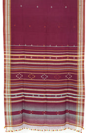Burgundy Handloom Bhujodi Cotton Saree 10062743