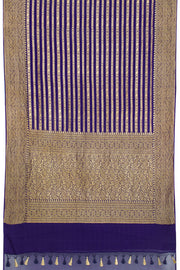 Cloud Burst Blue Handloom Khaddi Banarasi Chiffon Saree 10062769