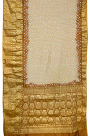 Cream Kanjivaram Pure Silk Bandhani Saree 10062802
