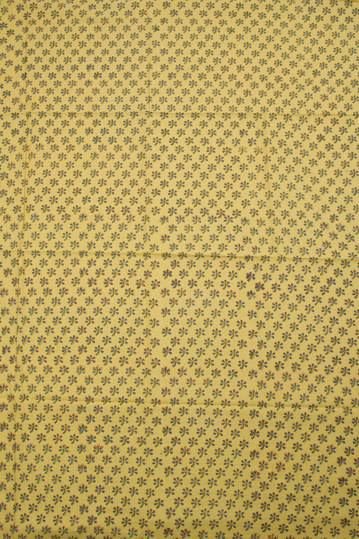 Yellow Hand Block Printed Mulmul Cotton Salwar Suit Material 10062836
