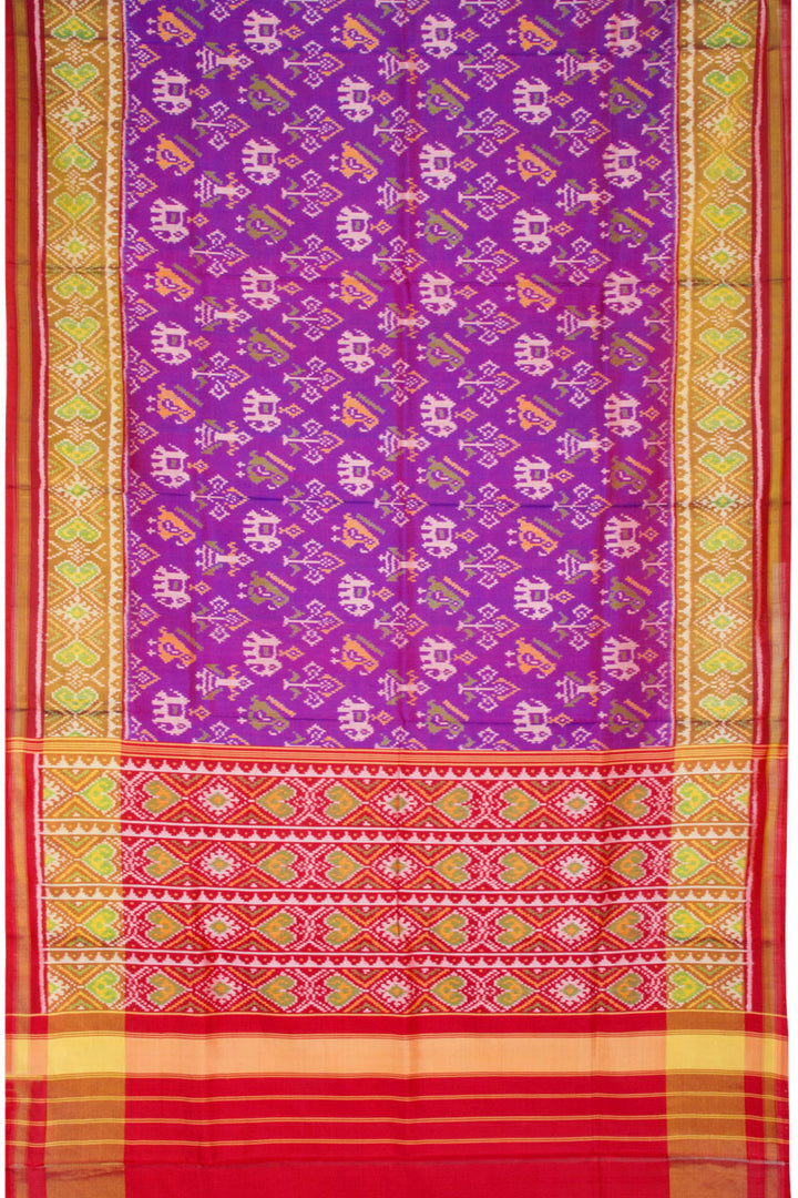 Velvet Purple Handloom Patola Ikat Silk Saree 10062900