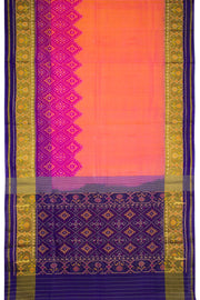 Pinksh Orange Handloom Patola Ikat Silk Saree 10062902