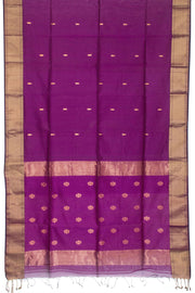 Purple Handloom Maheswari Silk Cotton Saree 10062924