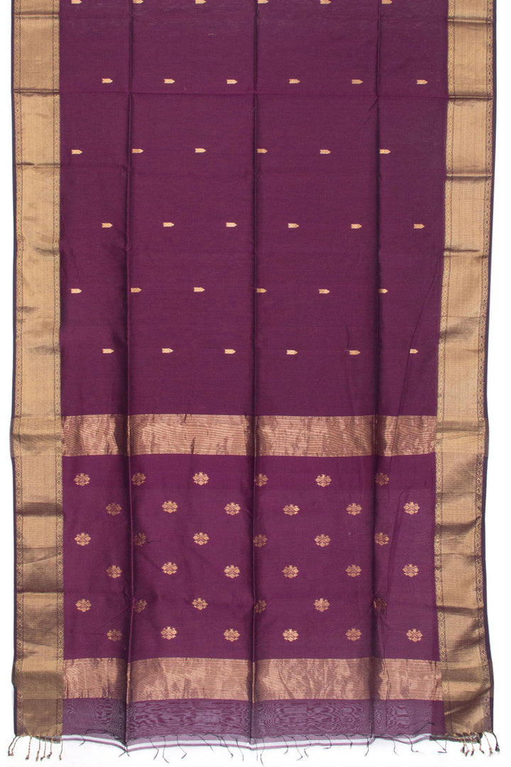 Burgundy Handloom Maheswari Silk Cotton Saree 10062932