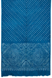 Azure Blue Handcrafted Bandhani Cotton Saree 10062988