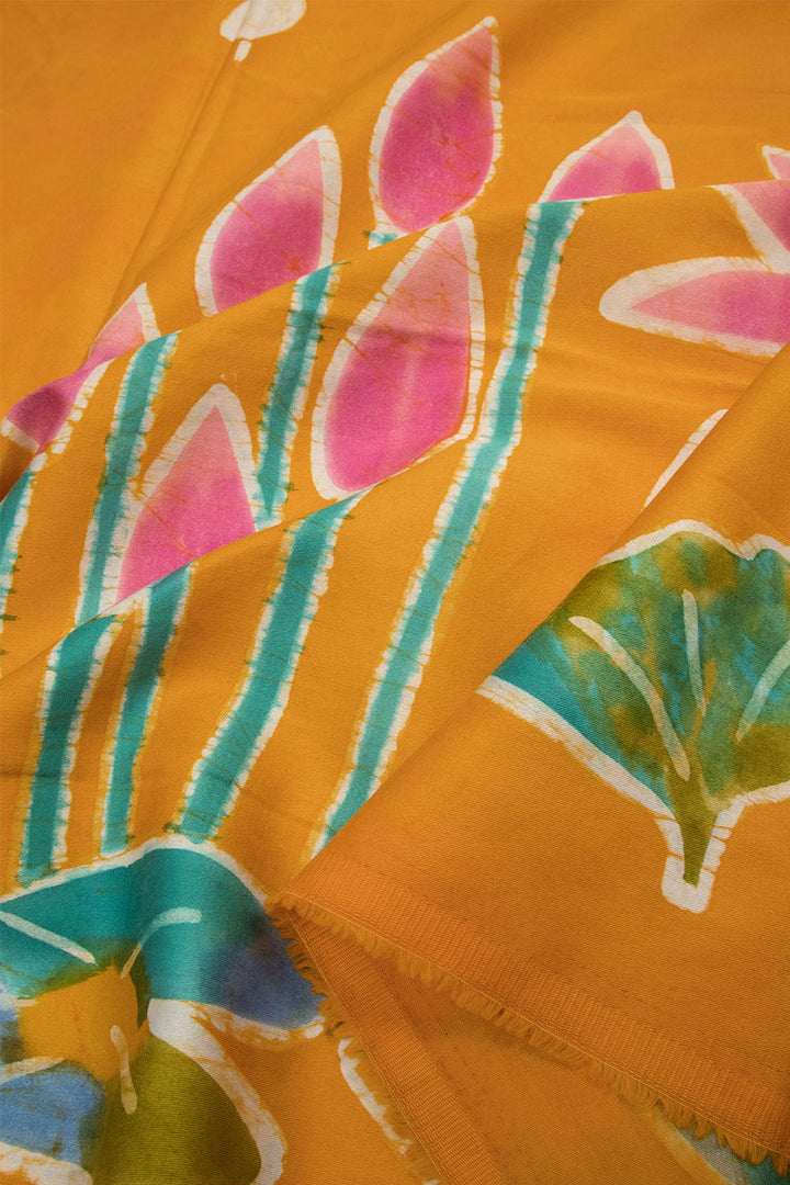 Yellow Batik Printed Cotton Blouse Material 10062997