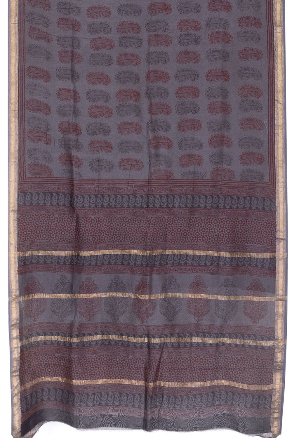 Grey Bagh Printed Silk Cotton Saree 10063034