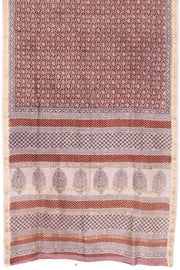 Maroon with Beige Bagh Printed Silk Cotton Saree - 10063036