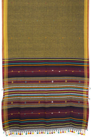 Dark Moss Green Handloom Bhujodi Kala Cotton Saree 10063044