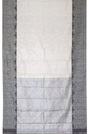 Silver White Pure Zari Korvai Kanjivaram Tissue Silk Saree 10063074