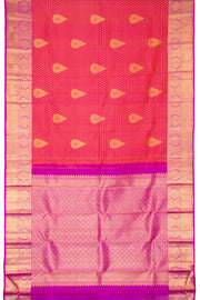 Pink Shot Orange Jacquard Pure Zari Kanjivaram Silk Saree 10063079