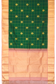 Myrtle Green Pure Zari Korvai Kanjivaram Silk Saree 10063086