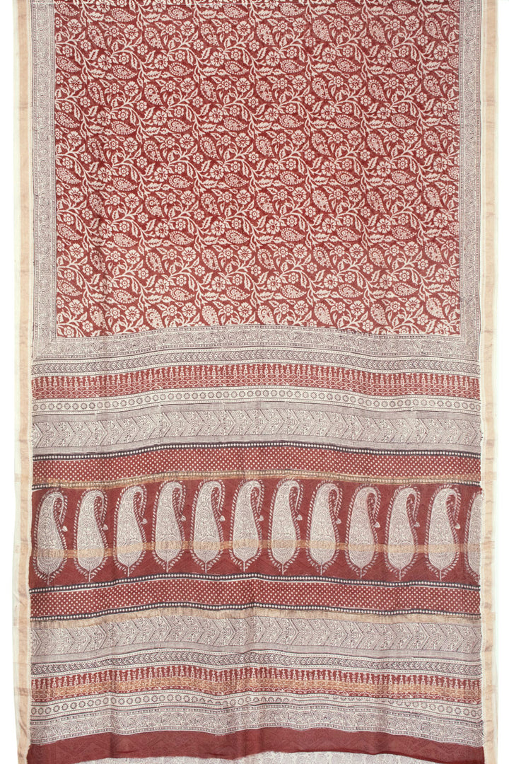 Maroon Bagh Printed Silk Cotton Saree 10063107
