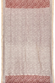 Maroon with Beige Bagh Printed Silk Cotton Saree 10063107