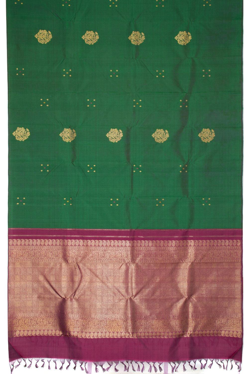 Emarald Green Pure Zari Kanjivaram Silk Saree 10063135