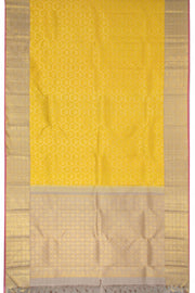 Turmeric Yellow Pure Zari Korvai Kanjivaram Silk Saree 10063140