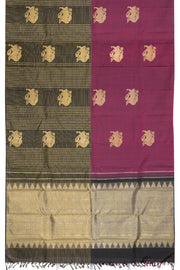 Black Half and Half Pure Zari Kanjivaram Silk Saree 10063149