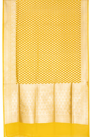 Yellow Handloom Banarasi Katrua Kora Silk Saree
