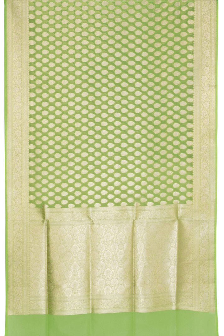 Cucumber Green Handloom Banarasi Katrua Kora Silk Saree 10063185