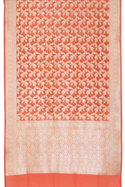 Sunrise Orange Handloom Banarasi Katrua Kora Silk Saree 10063187