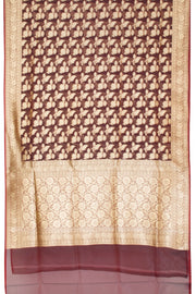 Brown Handloom Banarasi Katrua Kora Silk Saree 10063188